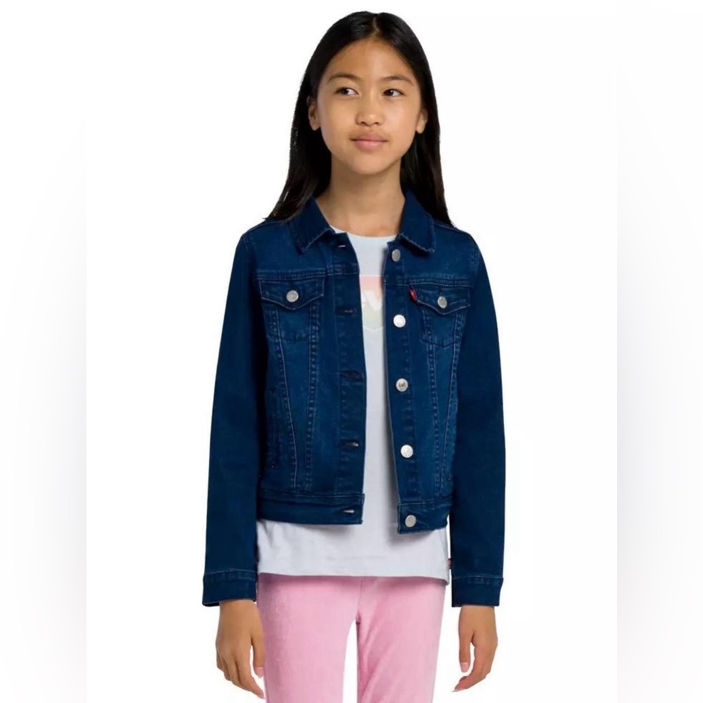 Girls‎ Levi Strauss Denim Trucker Jacket Size Medium (10-12) Dark Wash